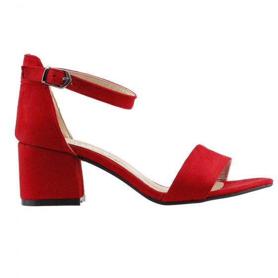 Ayakland Bsm 62-5 Süet 5 Cm Topuk Bayan Sandalet Ayakkabı Kırmızı