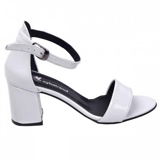Ayakland 2013-05 Çatlak 7 Cm Topuk Bayan Sandalet Ayakkabı Beyaz