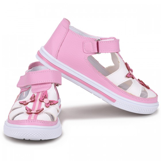 Kiko Şb 2217-22 Orto pedik Kız Çocuk Bebe Ayakkabı Sandalet Pembe - Beyaz