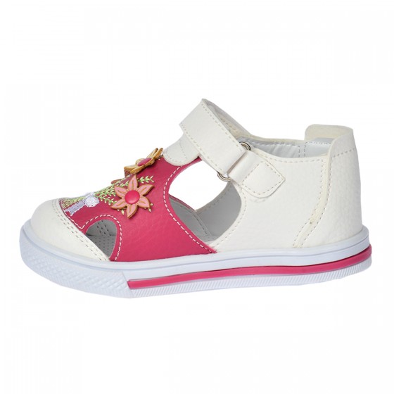 Kiko Şb 2211-16 Orto pedik Kız Çocuk Bebe Ayakkabı Sandalet Beyaz - Fuşya