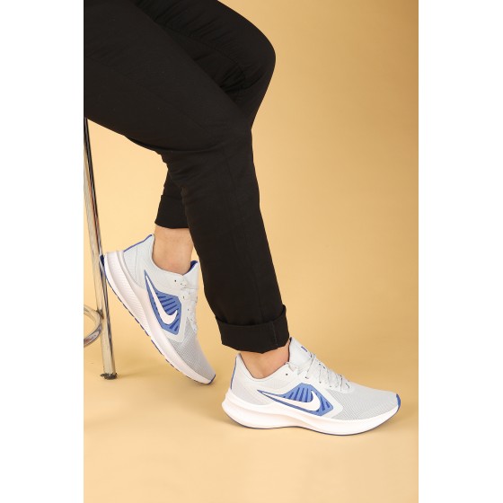 Nike Downshifter 10  Fileli Erkek Spor Ayakkabı Gri Mavi Beyaz