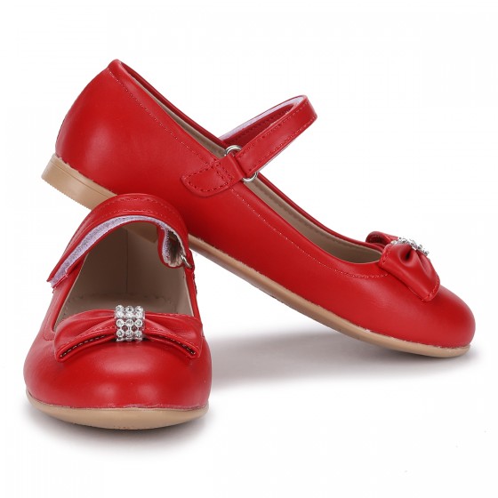 Kiko Kids Pmk 501 Cilt Kırma Fiyonklu Kız Çocuk Babet Ayakkabı Kırmızı