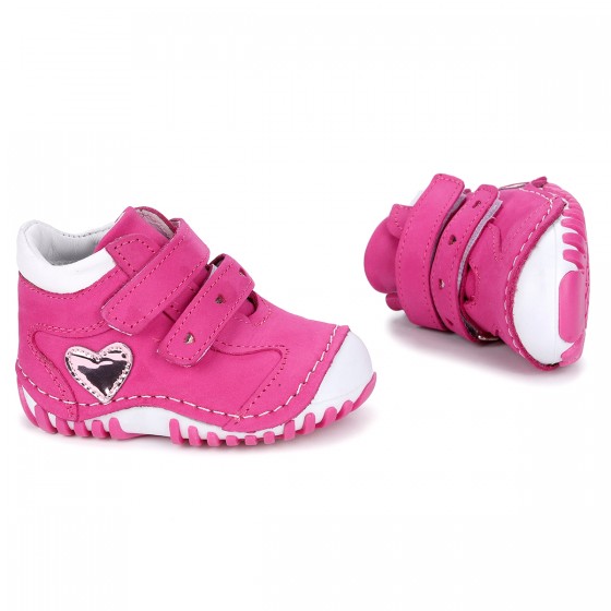 Kiko Kids Teo 200 %100 Deri Cırtlı Kız Çocuk Ayakkabı Fuşya