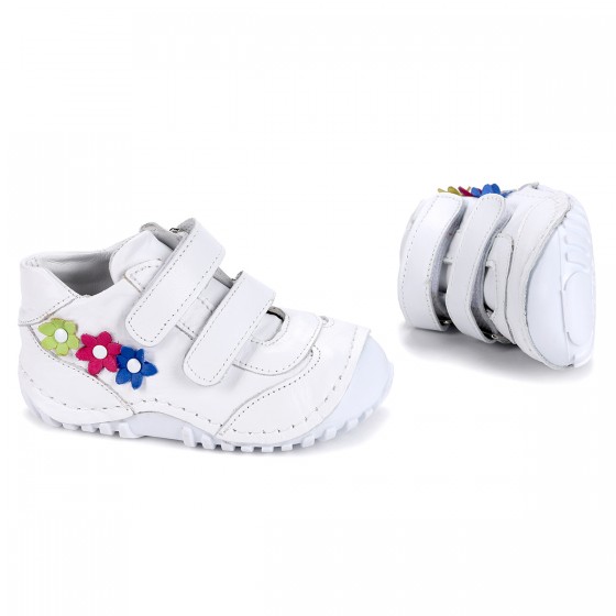 Kiko Kids Teo 204 %100 Deri Cırtlı Kız Çocuk Ayakkabı Beyaz