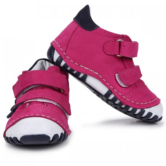 Kiko Kids Teo 202 %100 Deri Cırtlı Kız Çocuk Ayakkabı Fuşya - Lacivert